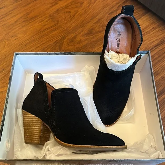 Jeffrey Campbell Rosalee-Black Oiled Suede Booties - Picture 1 of 10